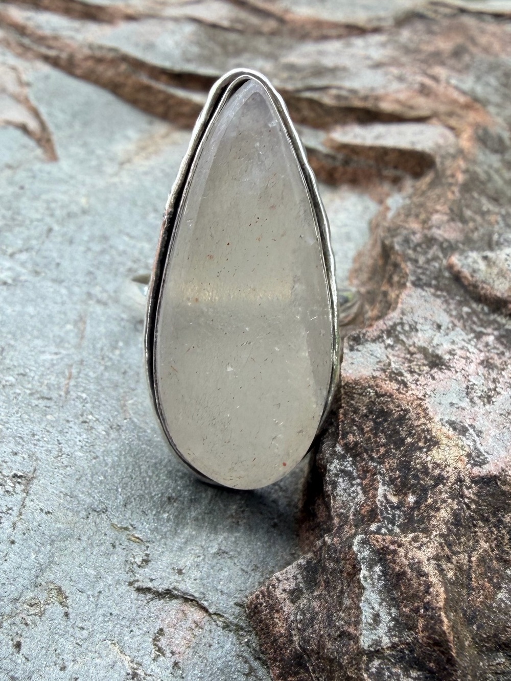 Genuine Moonstone Crystal Silver Statement Ring 10.5